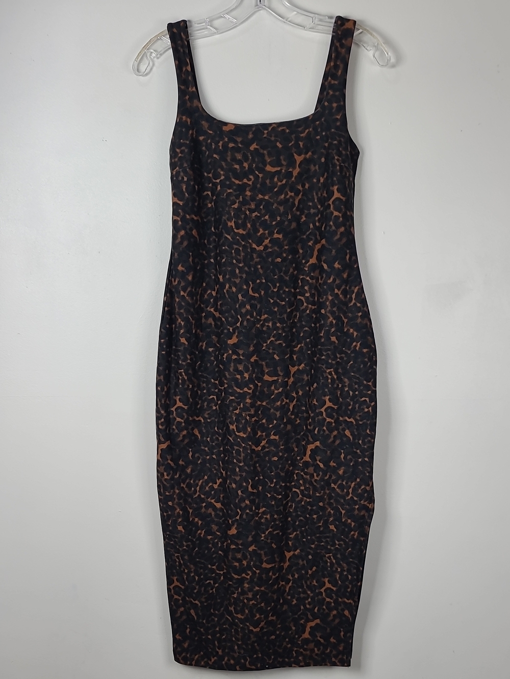 Beyond Yoga Softmark Icon Chai Tortoise Animal Print Black Bodycon Midi Dress S - Picture 4 of 13